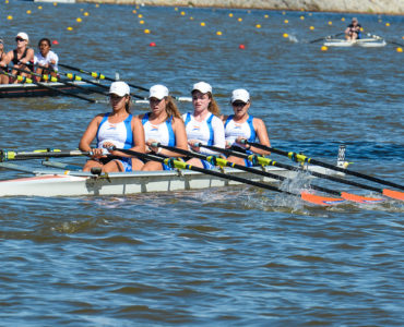 Image of Junior Crew rowing teams racing on the Oklahoma RIver