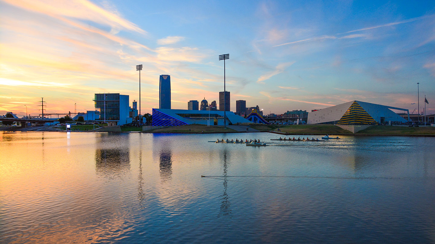 Image of the Boathouse District at sunset